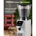 thumbnail image 3 of Tuni G1 Conical Burr Coffee Grinder, 48 Grind Settings Anti-static Burr Mill, Precision Electronic Timer and LED Touchscreen for Espresso/Drip/Cold Brew/French Press, Stainless Steel, Ivory, 3 of 7