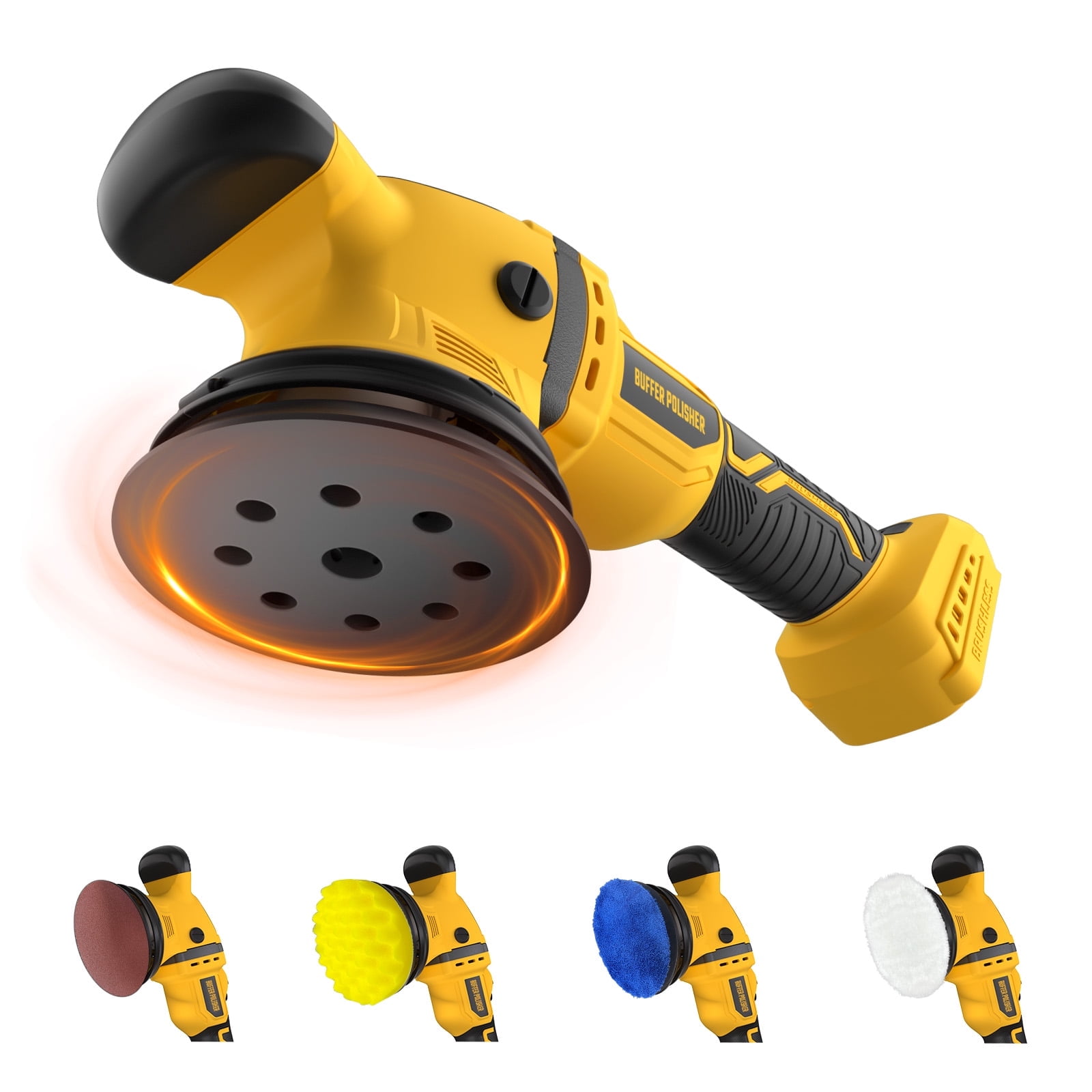 Cordless Buffer Polisher Kit for DEWALT 20V Battery (Battery Not Included), 6-Inch Orbital Car Polisher for Detailing, Variable Speed 1800-5500 RPM, 17-Piece Accessory Set for Polishing & Waxing
