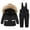 Black, variant on Jinhomg Winter Snowsuit for Baby Kid 3 Piece Windproof Ski Suit Thermal Comfy Faux Fur Trim Hooded Puffer Coat with Snowboard Overalls and Fleece Mittens 90 off Clearance Sale Black 5 Years