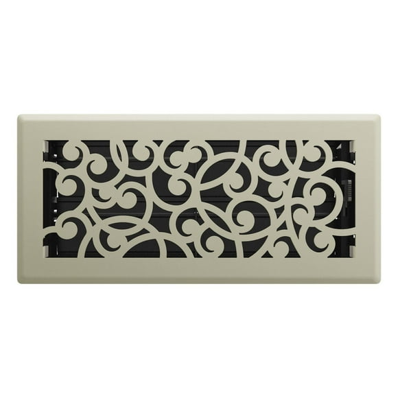 Imperial 4" x 10" Satin Nickel Steel Floor Register, Wonderland, 4"x10" SNKL Wonderlnd Flr Reg