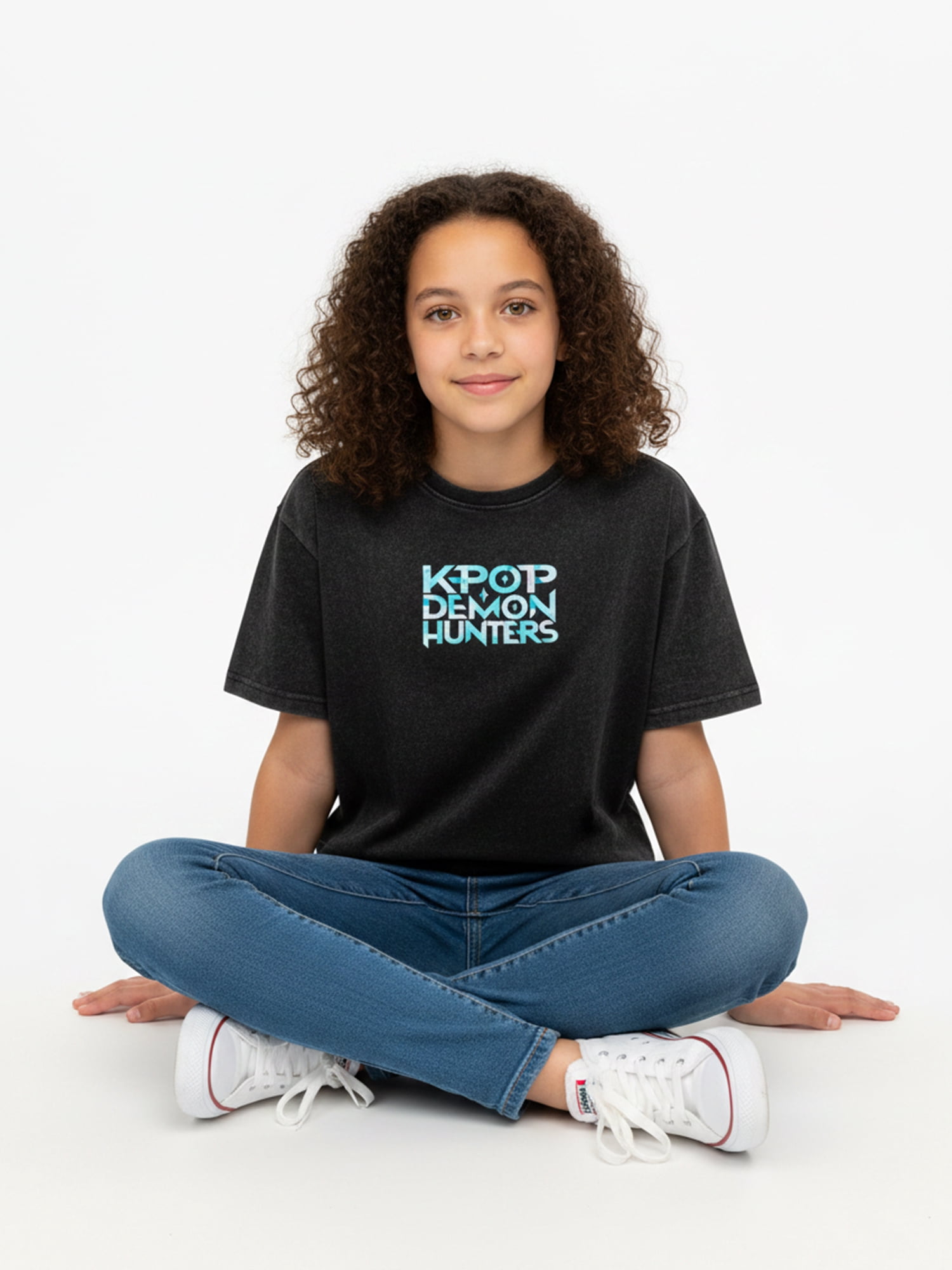 KPop Demon Hunters Girls Mineral Wash Graphic T-Shirt, Sizes 4-16