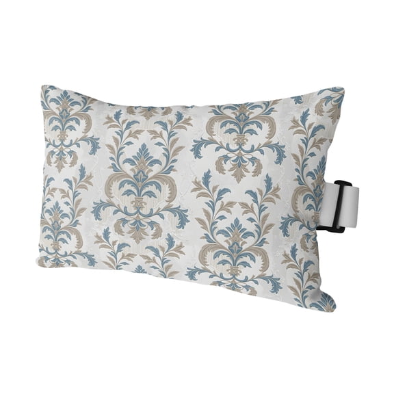 Blue Tan Flower Outdoor Pillows for Chaise Lounge Chair Waterproof Lumbar Pillows with Insert&Adjustable Strap Beach Headrest Pillow Abstract Vintage Ethnic Tribal Boho Pillow for Patio Pool 11"x16"