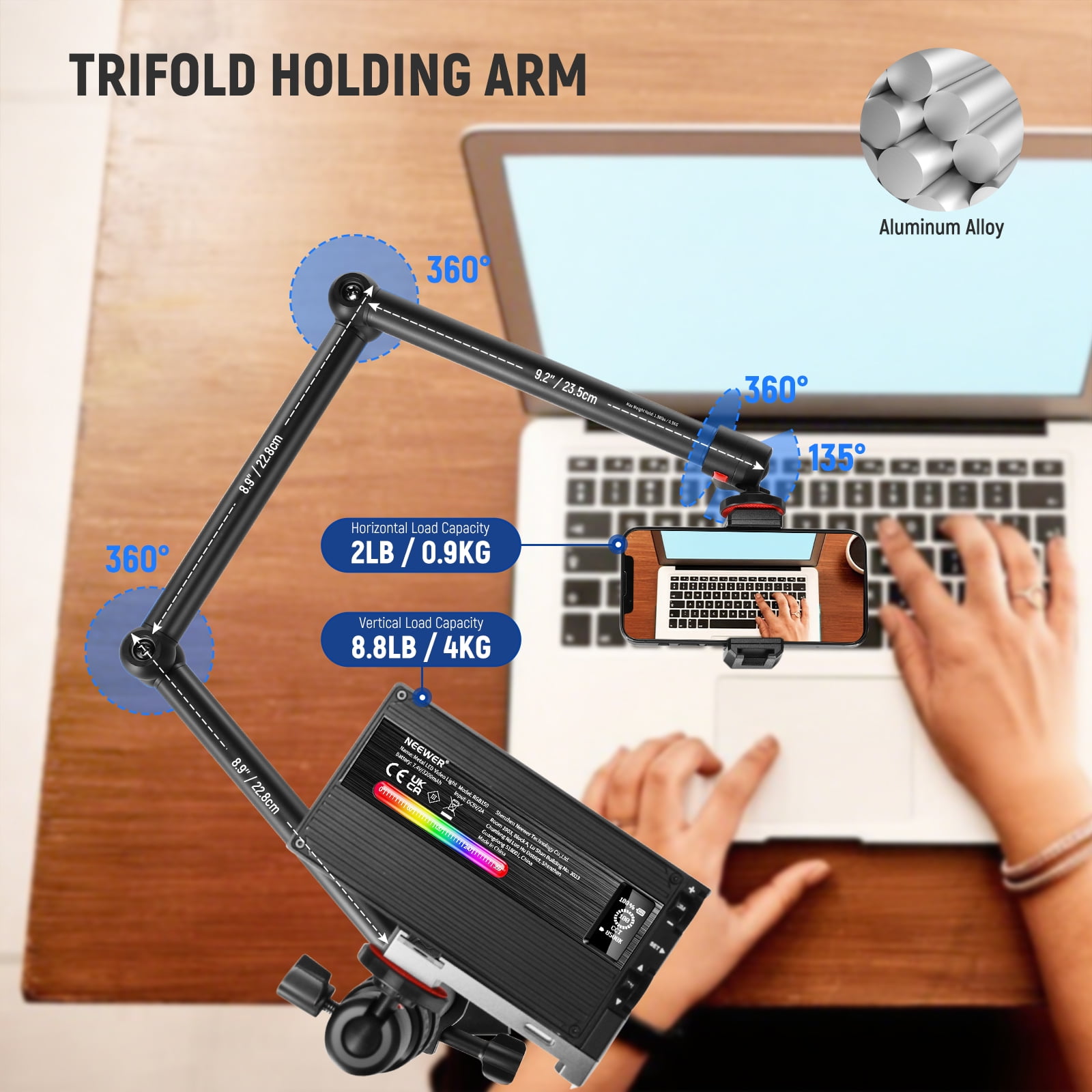 Neewer TL253A+MH022 Overhead Rig - Thumbnail 3