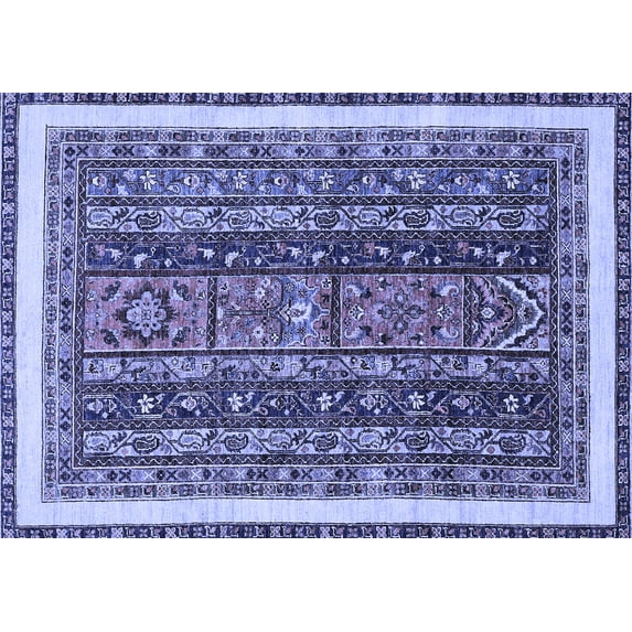 Ahgly Company Indoor Rectangle Abstract Blue Modern Area Rugs, 2' x 5'