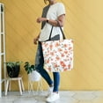 thumbnail image 4 of FORMRS Womens Canvas Tote Bag with Zipper Inner Pocket Shoulder Handbag, Small Floral Blooms, 4 of 7