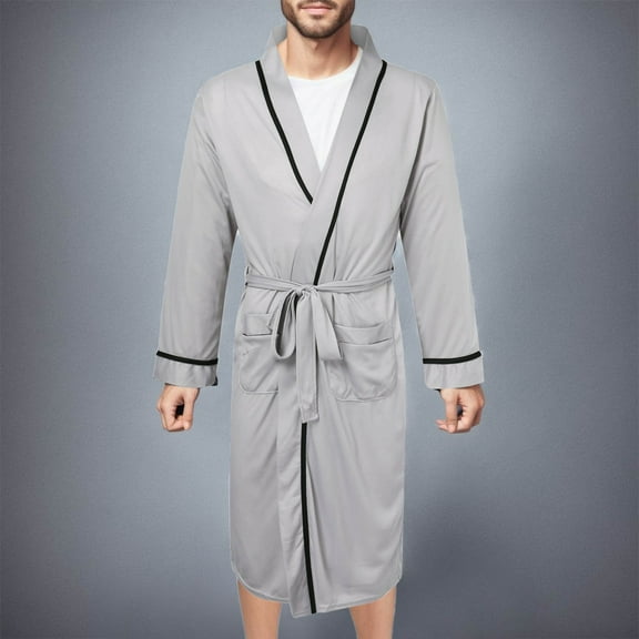 Light Robe Mens Terry Cloth Cotton Lightweight Summer Robes Home Clothes, Yukata Mens Robes Grey Robes For