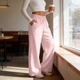thumbnail image 6 of Enjoytime Work Pants Women Solid Color Stretch Waist Strap Drawstring Wide Leg Pants Travel Casual Loose Trousers, 6 of 8