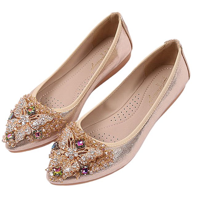 Zapatos Planos Brillantes Sin Cordones Punta Puntiaguda Suela Suave Antideslizante para Viajes Al Aire Libre