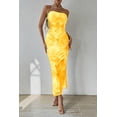 thumbnail image 3 of Vestido PRETTYGARDEN Strapless Amarillo Floral Maxi Bodycon XXL, 3 of 7