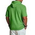 thumbnail image 4 of Mens Short Sleeve Hooded Sweatshirts,Lightweight Vintage Style Casual Pullover for Summer Sports and Lounge Green 2XL, 4 of 8