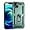 Green, variant on iPhone 14 Phone Case, Extreme Protection Military Armor Dual Layer Protective Ring Kickstand Green