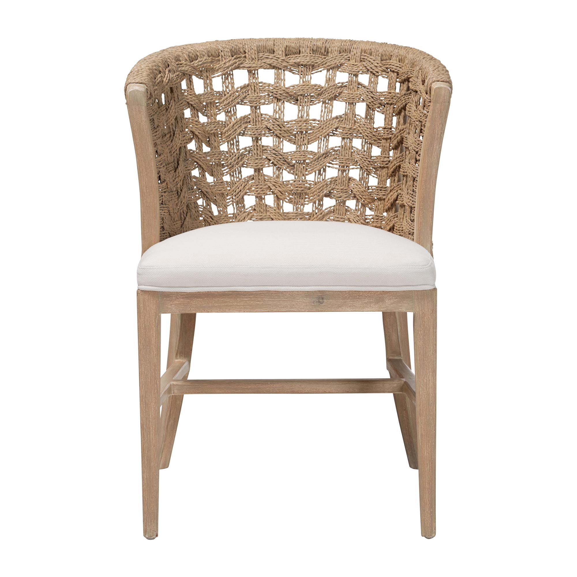 bali & pari Vellon Boho Dining Chair, 19.7" H Seat Height, White Wash