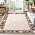 thumbnail image 4 of Yesurprise 274*366cm Large Area Rugss for Living Room, 9x12ft Modern Bordered Area Rugs with Geometric Border, Washable, Non-Slip, Stain Resistant, Beige, 4 of 7