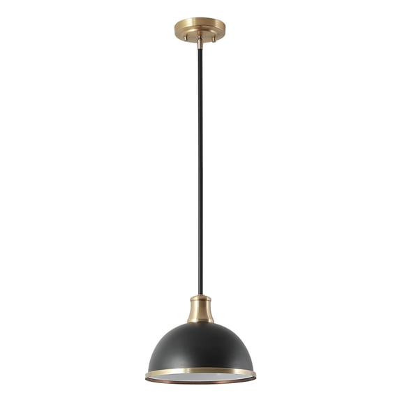 Globe Electric Beckett 1-Light Matte Black Pendant with Matte Brass Accents, 60474