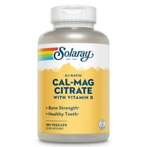 Solaray Calcium Magnesium Citrate 2:1 w/ Vitamin D-3, Strong Bones & Teeth, Muscle & Nerve Support, 30 Serv, 180 Caps