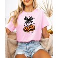 thumbnail image 3 of Halloween Jack-O-Lantern Pumpkin With Black Bow Shirt for Women, Teens & Girls Spooky Season Tee Pink Shirt Adult Large, 3 of 4
