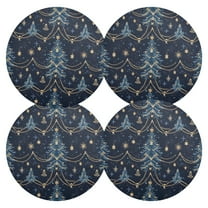 Ryvnso Tree Christmas Star Round Plate Mats Dining Table Placemat Set of 4 for Holiday Decoration