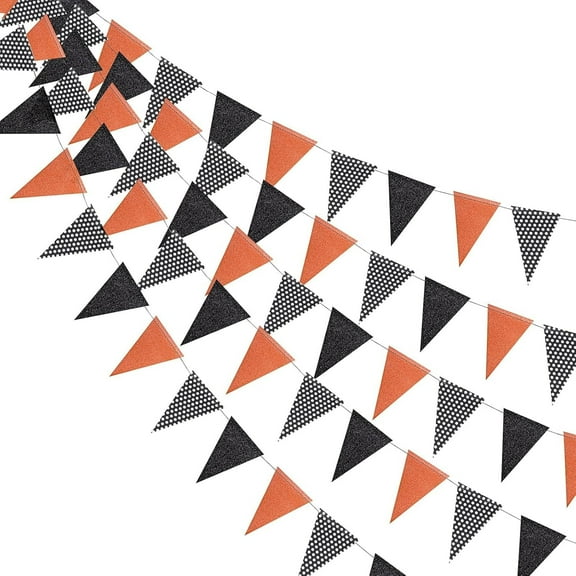 Cheerland Halloween Pennant Flag Banner, Glitter Orange Black, 40 ft