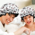 thumbnail image 6 of Shower Caps,White Cow Moo Milk Pattern Waterproof Shower Cap for Women 4 Pieces,Double Reusable Hair Cover for Shower PEVA Elastic Stretch Hem, 6 of 7
