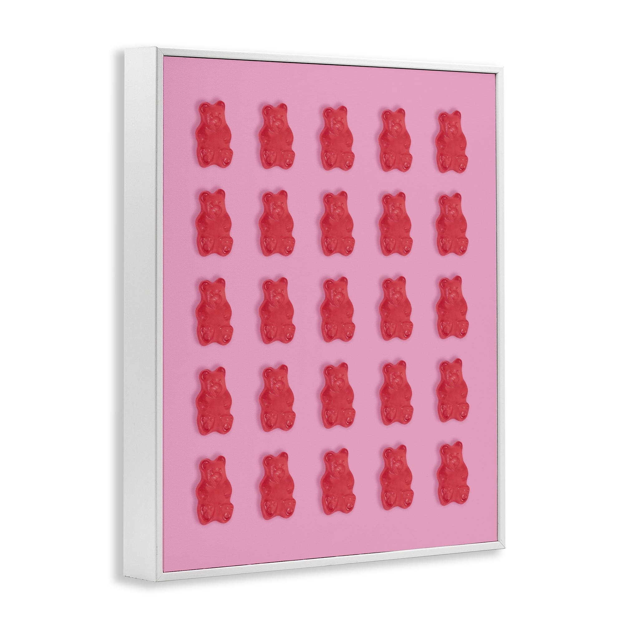 Stupell Industries Red Gummy Bears on Pink White Framed Giclee Art, design by LISH Creative