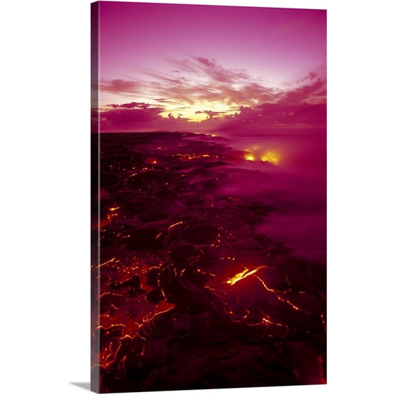 Great BIG Canvas | "Hawaii, Big Island, Hawaii Volcanoes National Park, Kilauea Volcano Lava Flow" Canvas Wall Art - 32x48