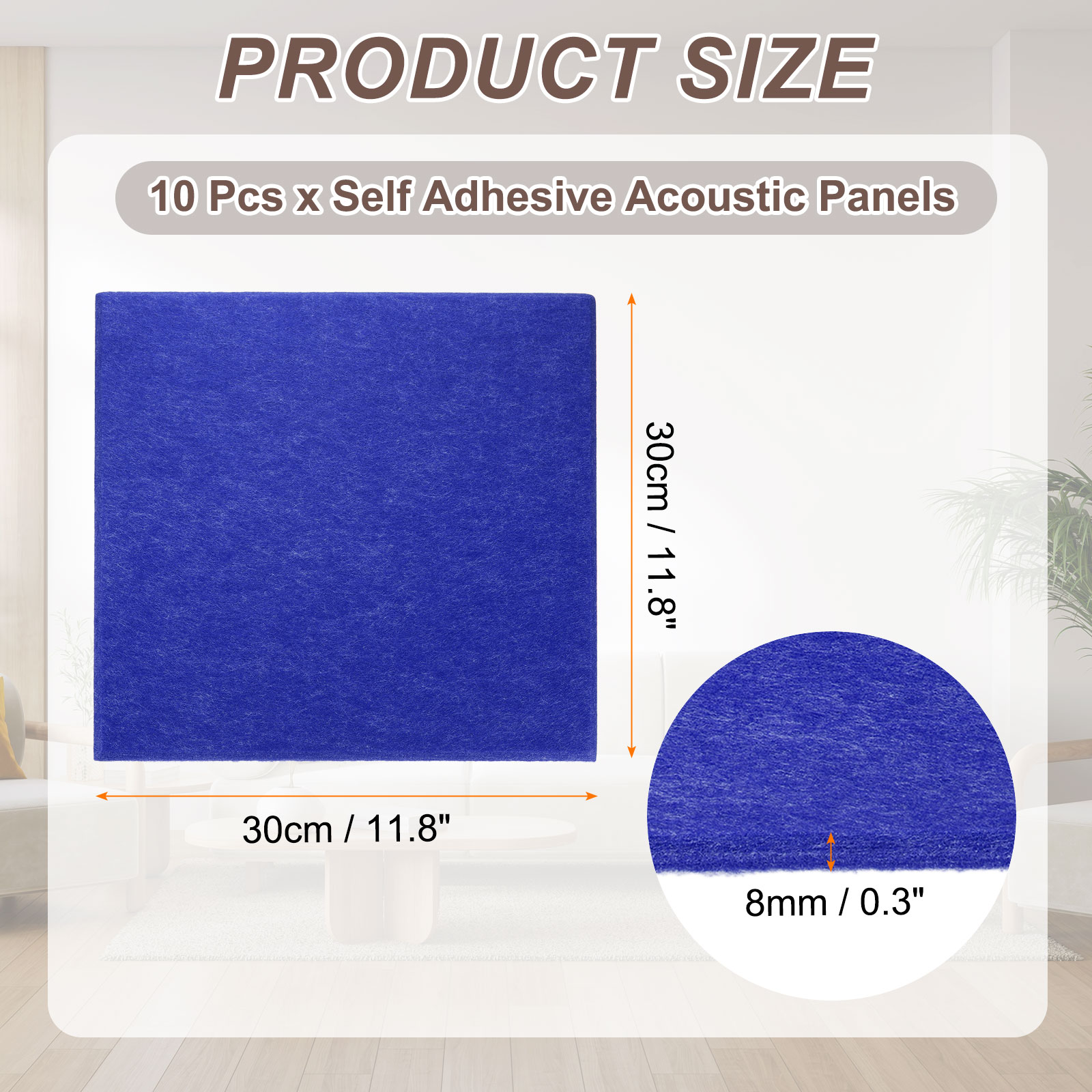 Uxcell 10pcs Acoustic Panels 11.8" x 11.8" x 0.3" Square Self Adhesive Sound Proof Wall Panels High Density Sound Deadening Foam Panel for Home Office Recording Room Studio, Dark Blue