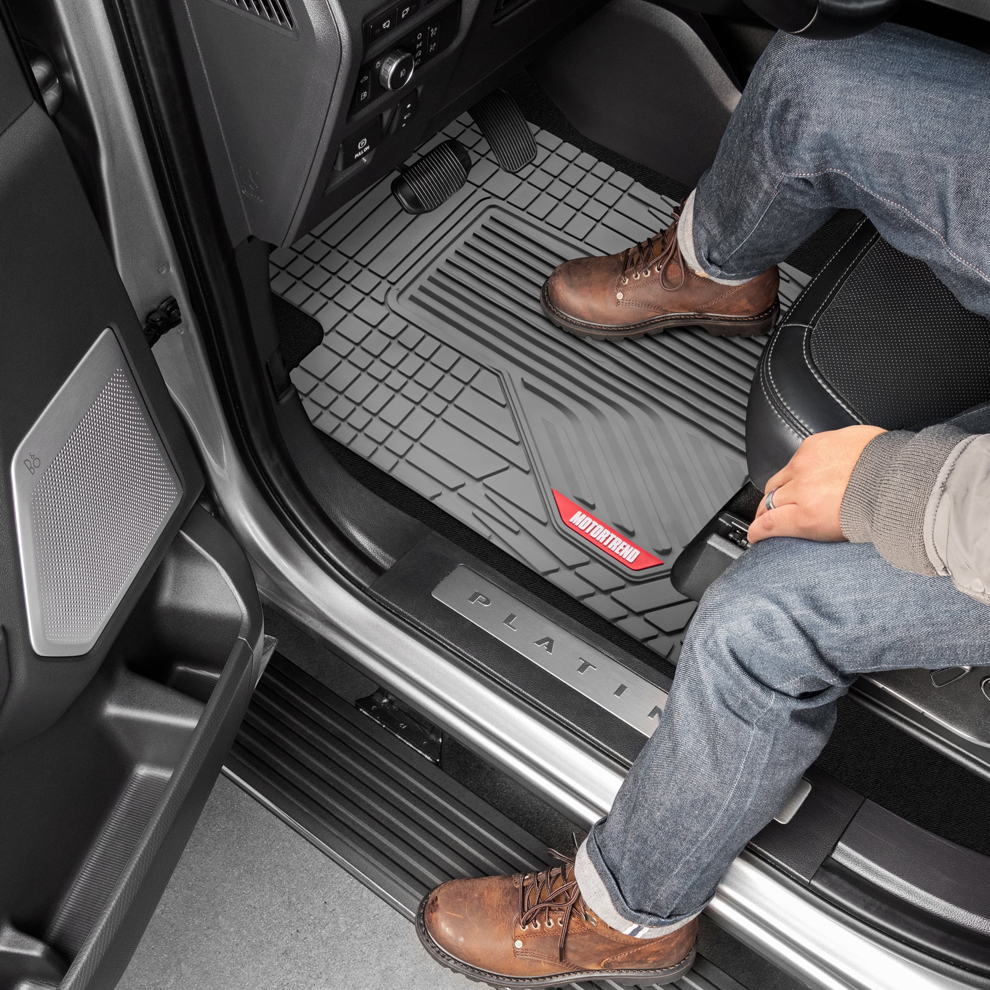 Motor Trend Floor Mats for Car, Truck, SUV - Raised Ridge Heavy Duty All Weather Car Floor Mats for Auto, Total Protection, Gray