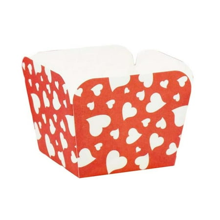 

Panda Superstore PS-HOM2231408011-DORIS01851 Heat - Resistant Cupcake Paper Baking Cup Square Muffin Cup Red Heart - 100 Piece