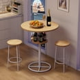 thumbnail image 4 of VECELO Pub Table Round Bar Height With Wine Rack Metal Base MDF Top, 36.2-Inch Height, Plain Wood Color, 4 of 9