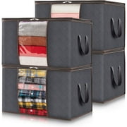 90L Clothes Storage Bag Foldable Closet Organizer for Clothes, Blankets, Comforters and Bedding, 4 Pack