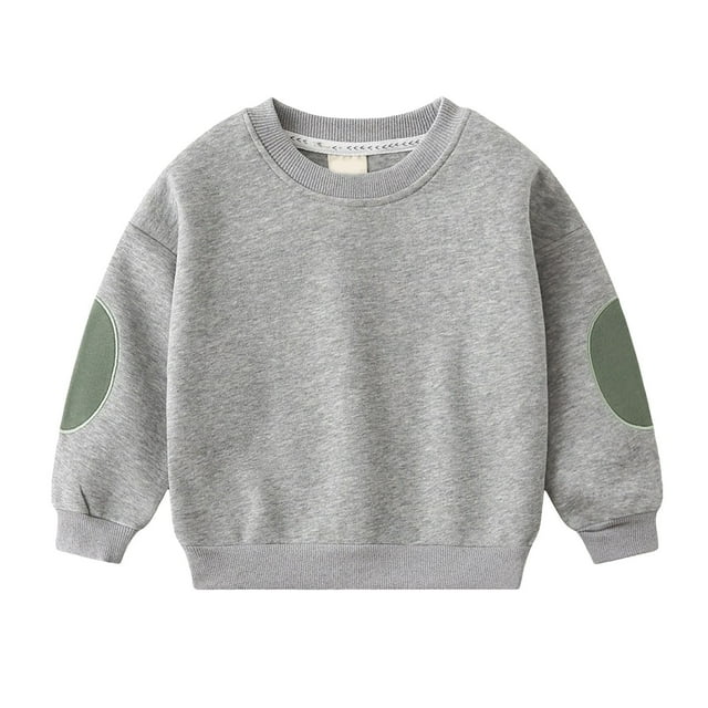 Zanarzt Chandail Ras du Cou pour Tout-Petits Enfants Chandail Décontracté à Manches Longues Garçon Version Haut Col Rond Bébé Épaules Larges Gris, 12-18 Mois