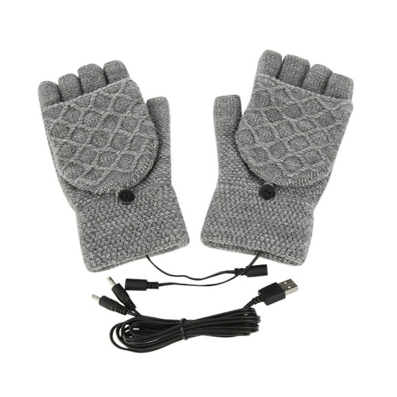Wmkox8yii USB Heated Gloves Rechargeable For Women Half Finger Smart Heating Gloves Winter Cold Protection Warmth Heating Plush Gloves Washable Warm Hand Treasure