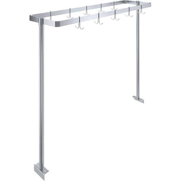 48" Stainless Steel Table-Mounted Pot Rack with 8 Hooks | Commercial Kitchen Pot & Utensil Organizer | NSF Certified