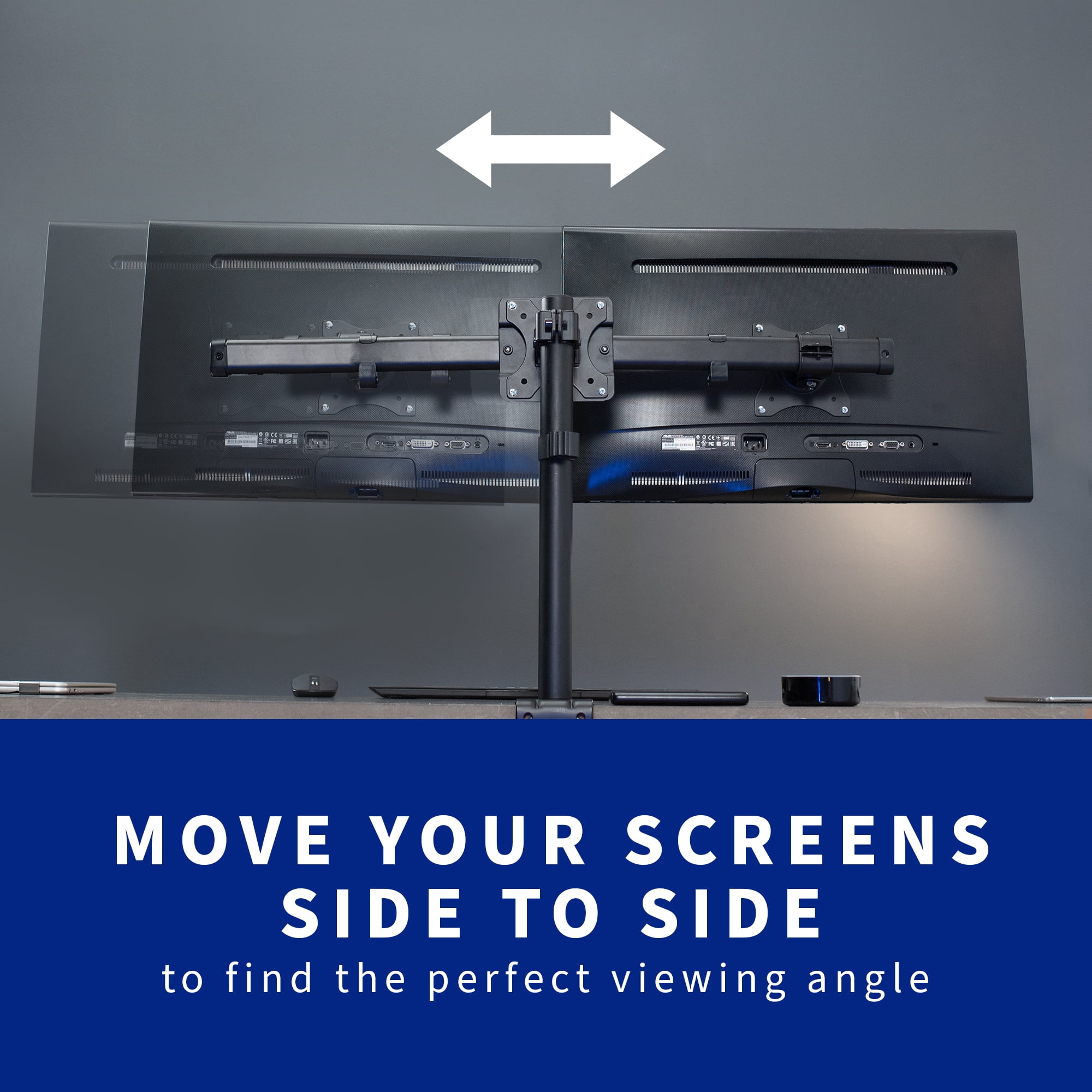 Dual VESA Bracket Adapter Horizontal Assembly Mount, 2 Monitor Screens up to 27"