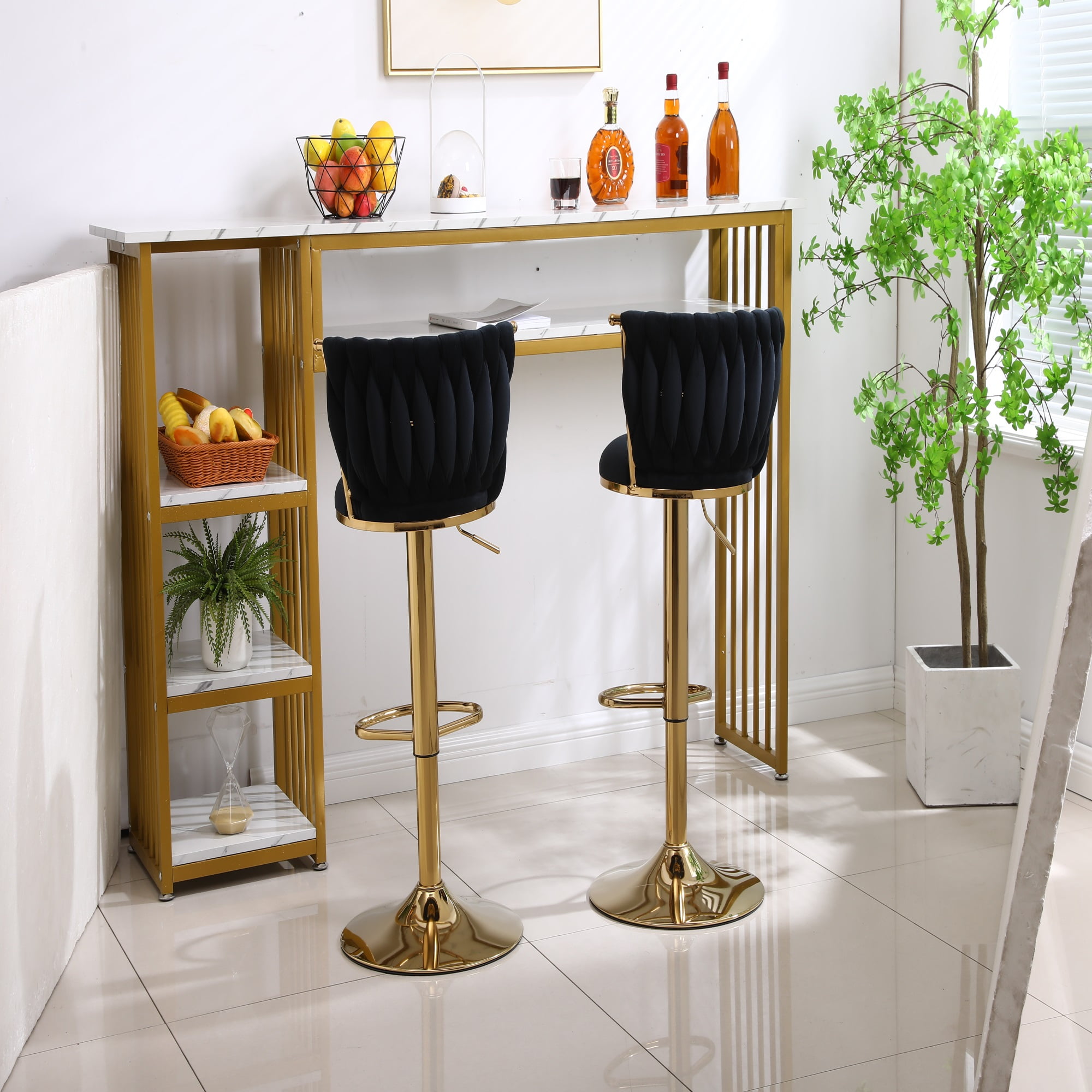 Spaco Counter Height Bar Stools Set of 2 BarStools for Kitchen Island Adjustable, Black Spaco Counter Height Bar Stools Set of 2 BarStools for Kitchen Island Adjustable, Black