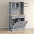 thumbnail image 3 of HOMCOM Kitchen Pantry Cabinet, Storage Cabinet w/ Charging Station, Grey, 3 of 10
