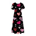 thumbnail image 4 of Jusqu'à 65 % de Réduction! Robes d'Été Mode pour Femmes 2024 Grande Taille Décontractée Manches Courtes Col Rond Robe Fluide à Étages Robe de Plage avec Poches Robe Imprimée de la Saint-Valentin, 4 of 4