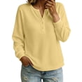 thumbnail image 2 of IUYRTFE Women's Waffle Knit Henley Top Long Sleeve Drop Shoulder Relaxed Fit Casual Solid Color Pullover, 2 of 9