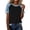 Black, variant on Women's T-Shirt Denim Patchwork Loose Crewneck Pullover Summer Casual Short Sleeve Tee Tops Blue S