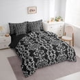 thumbnail image 3 of jejeloiu Damask Floral Pattern 7pcs Bedding Comforter Set,White Victorian Flower Queen Bedding Sets For Adult Reversible, 3 of 8