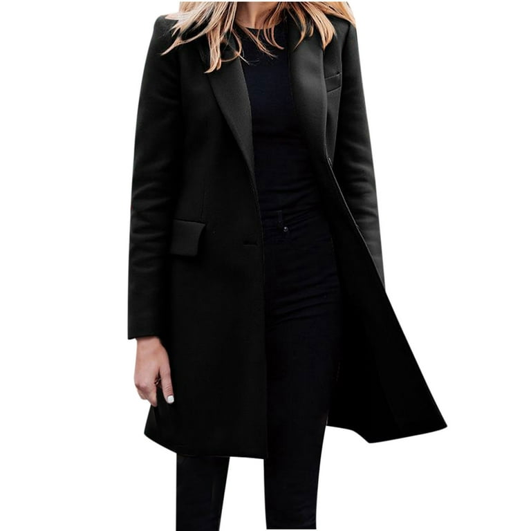 Coats For Women Winter Women Business Attire Solid Color Long Sleeve Single  Breasted Slimming Cardigan Suit Coat Top