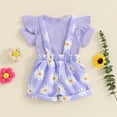 thumbnail image 4 of Gupgi Baby Girls Overalls Set, Infant Short Sleeve Ribbed Romper+Flower Print Suspender Shorts with Pockets, 4 of 9