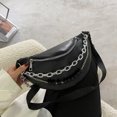 thumbnail image 1 of Bolsa de pecho de moda para mujer PU con cadena de cuentas Fanny cintura bandolera (negro) Likrtyny Para Estrenar, 1 of 9