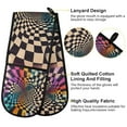 thumbnail image 2 of Yayeee Double Oven Mitt Kitchen Heat Resistant Baking 35" x7" Quilted Glove, Beige Wavy Plaid, 2 of 6