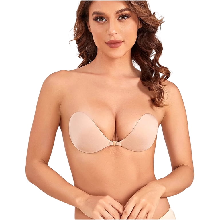 bras for backless dresses HWDI 32A Strapless Bra with Clear Strap Wedding Low Open Back Halter Top Beige at Amazon Women's Clothing store or deep V outfits Best Bras for Backless Dresses