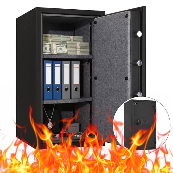 Tigerking Large Fireproof Safe, 3.47 Cu. ft. Steel Home Safe Box with Digital Lock and Adjustable Shelves for Home and Office