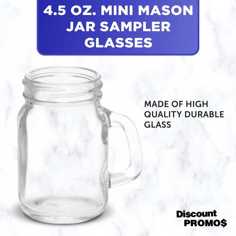 2.5 oz Glass Mason Jars with Handles and Lids (Set of 10)