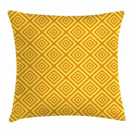 Orange And Yellow Throw Pillow Cushion Cover Geometrical Rhombus