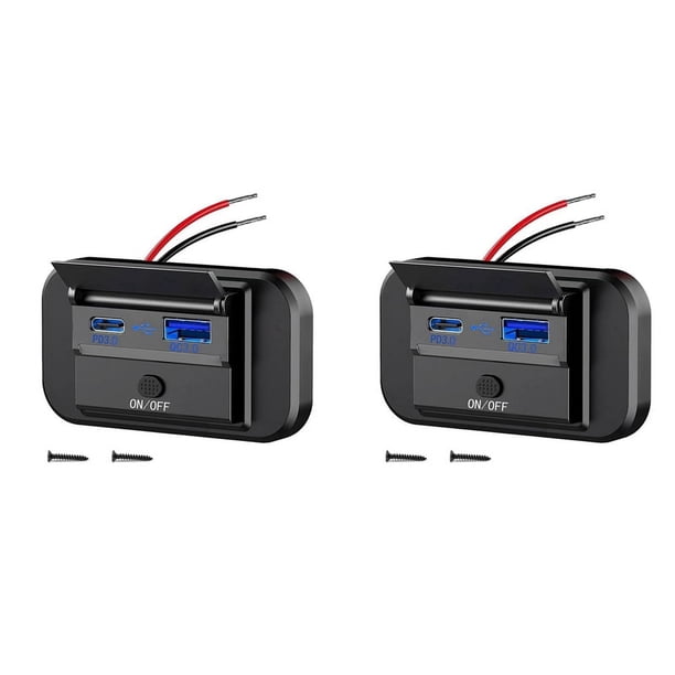 2X Carga RáPida Dual USB QC3.0 y PD3.0 Salida USB RV Cargador USB de 12 V Puerto USB para AutomóVil de Corriente USB de 12 Voltios Accesorios