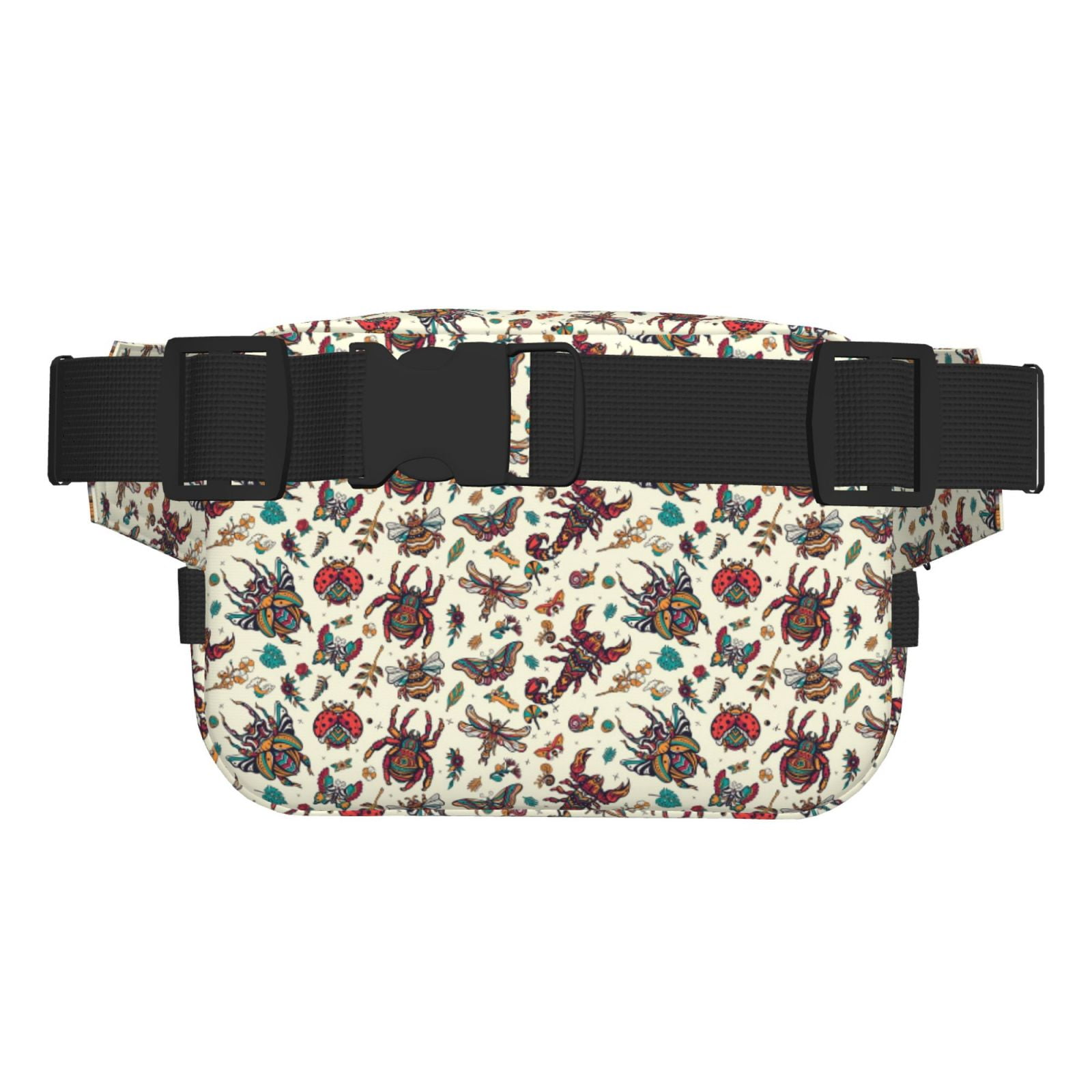 Picia Insects A Print Square Double-Layer Waist Bag Mini Adjustable Waist Belt Bag Exercise Running Travel Hiking